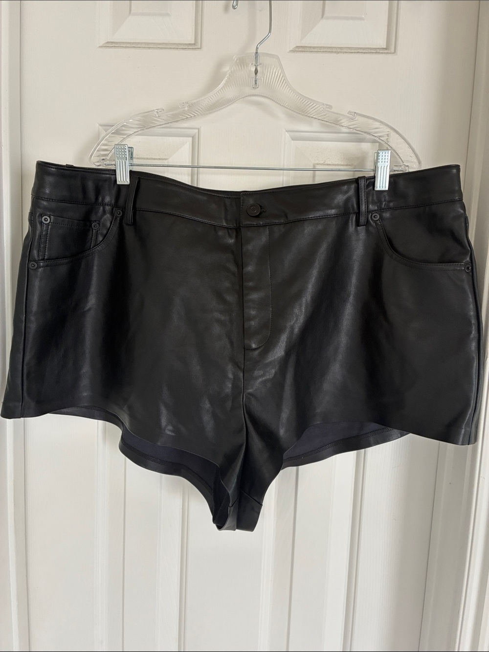 Eloquii Black Faux Leather High-Waist Shorts